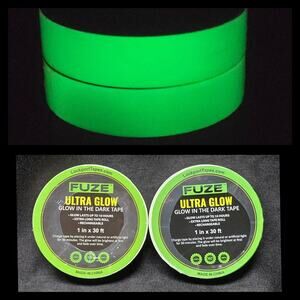 FUZE Ultra Glow In The Dark Tape 1" x 30' Last Up to 10 Hours Rechargeable Set 2